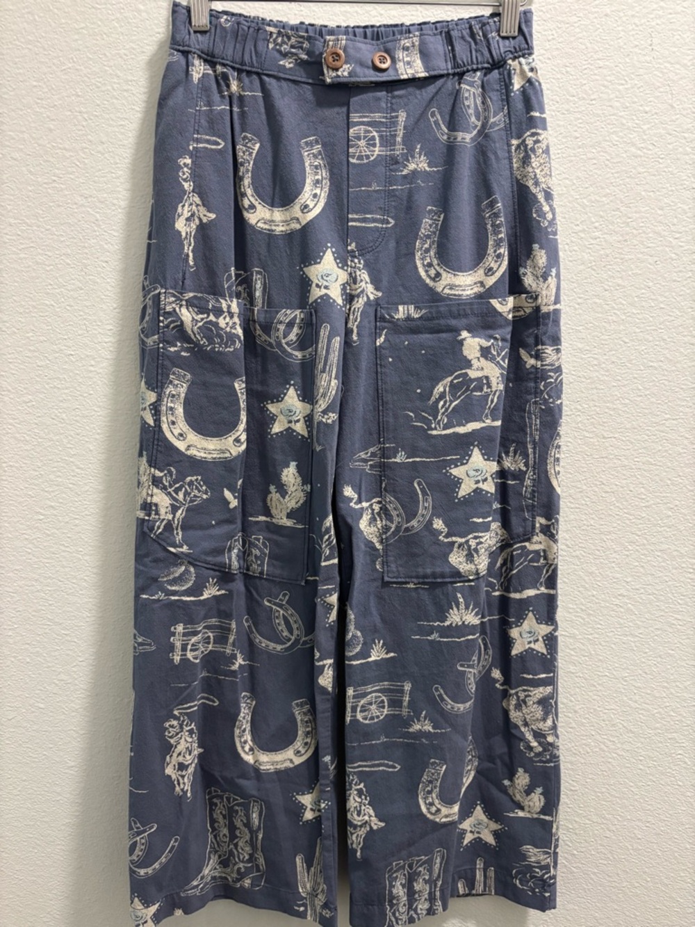 FREE PEOPLE SEASIDE PULL-ON PANTS - INDIGO COMBO/RODEO TIME, size XS - Picture 5 of 11